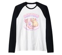 Besties Axolotl Capybara Bubble Tea Lindo Kawaii Anime Animal Camiseta Manga Raglan