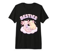 Besties Axolotl Capybara Bubble Tea Lindo Kawaii Anime Animal Camiseta Premium