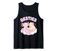 Besties Axolotl Capybara Bubble Tea Lindo Kawaii Anime Animal Camiseta sin Mangas