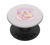 Besties Axolotl Capybara Bubble Tea Lindo Kawaii Anime Animal PopSockets PopGrip Adhesivo
