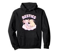 Besties Axolotl Capybara Bubble Tea Lindo Kawaii Anime Animal Sudadera con Capucha