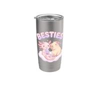 Besties Axolotl Capybara Bubble Tea Lindo Kawaii Anime Animal Vaso térmico de acero inoxidable de doble pared