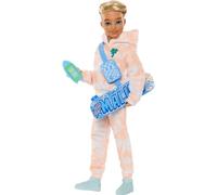 Besties de Barbie Dream Doll and Accessories Ken Moda de moda posable con modas extrables y cabello rubio 9 piezas temticas de verano y patineta