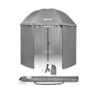 BESTIF Paraguas de pesca con panel lateral y ventana - resistente al agua - Tienda plegable - Protección contra el viento tienda de pesca 205 cm, gris, 205 cm