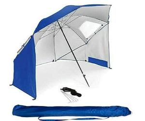 BESTIF Sombrilla grande XXL | robusta sombrilla 2 en 1 para playa jardín | protección solar UV 50 | plegable multifuncional | ventana 210 x 220 cm, azul, 210 x 220 cm