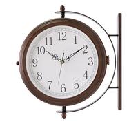 BESTIME 66264A 16-Inch Double Sided Metal Wall Clock with Antique Red Copper.Sturdy Frame,Easy Read,Garden,Home Décor,Indoor,Outdoor,Farmhouse,Yard,Station,Office,Photography Props.