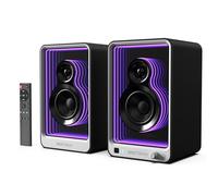 BESTISAN - Altavoz Activo de estantería de 50 W con Efecto de luz dinámico, Altavoz de Escritorio de Graves de 3 Pulgadas con Entrada de Salida ARC/óptico/RCA/BT 5.2/USB/Sub para Tocadiscos, PC, TV y