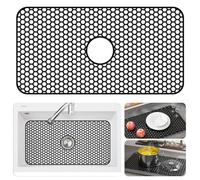 Bestjing Protectores de fregadero de silicona para fregadero de cocina con drenaje central, accesorio protector de cocina de 29.7 x 15.5 pulgadas, tapete antideslizante resistente al calor para parte