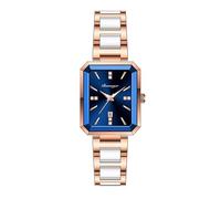 BESTKANG Classic Simplicity - Relojes rectangulares para mujer, elegantes relojes de vestir con correa única de acero inoxidable, Azul, Moda