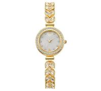 BESTKANG Reloj de pulsera de lujo para mujer, estilo informal, con diseño de pétalos, de cuarzo simulado, Dorado, blanco, Moda