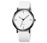 BESTKANG Reloj de pulsera unisex de cuarzo de silicona impermeable para hombre y mujer, Blanco, Elegante y sencillo