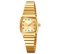 BESTKANG Relojes de cuarzo para mujer, ultrafinos y simples, esfera pequeña, correa de acero inoxidable, fácil de leer, relojes cuadrados para mujer, Dorado (Gold 1), Moderno, informal
