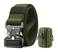 BESTKEE Cinturón Táctico, 3,8 cm Cinturón Táctico Militar de Nylon Resistente con Hebilla Metálica de Cierre Rápido, Viene con Bolsa Cintura Táctica para Caza al Aire Libre