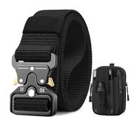 BESTKEE Cinturón Táctico, 3,8 cm Cinturón Táctico Militar de Nylon Resistente con Hebilla Metálica de Cierre Rápido, Viene con Bolsa Cintura Táctica para Caza al Aire Libre
