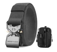 BESTKEE Cinturón Táctico, 3,8 cm Cinturón Táctico Militar de Nylon Resistente con Hebilla Metálica de Cierre Rápido, Viene con Bolsa Cintura Táctica para Caza al Aire Libre
