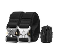 BESTKEE cinturón Táctico para Hombre de 2 Piezas 3,8 cm de ancho de Alto Rendimiento, Hebilla Metálica de Liberación Rápida de Nylon, Regalo con Bolsa Táctica Molle