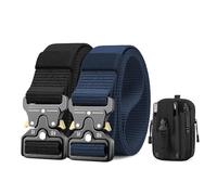 BESTKEE cinturón Táctico para Hombre de 2 Piezas 3,8 cm de ancho de Alto Rendimiento, Hebilla Metálica de Liberación Rápida de Nylon, Regalo con Bolsa Táctica Molle