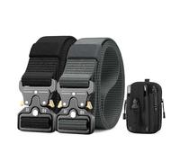 BESTKEE cinturón Táctico para Hombre de 2 Piezas 3,8 cm de ancho de Alto Rendimiento, Hebilla Metálica de Liberación Rápida de Nylon, Regalo con Bolsa Táctica Molle