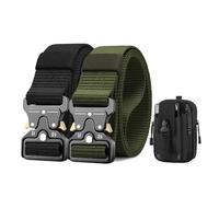 BESTKEE cinturón Táctico para Hombre de 2 Piezas 3,8 cm de ancho de Alto Rendimiento, Hebilla Metálica de Liberación Rápida de Nylon, Regalo con Bolsa Táctica Molle