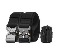 BESTKEE cinturón Táctico para Hombre de 2 Piezas 3,8 cm de ancho de Alto Rendimiento, Hebilla Metálica de Liberación Rápida de Nylon, Regalo con Bolsa Táctica Molle