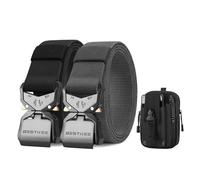 BESTKEE cinturón Táctico para Hombre de 2 Piezas 3,8 cm de ancho de Alto Rendimiento, Hebilla Metálica de Liberación Rápida de Nylon, Regalo con Bolsa Táctica Molle