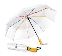 BESTKEE Paraguas resistente a las tormentas, paraguas de bolsillo con función de apertura y cierre automático, paraguas de viaje compacto a prueba de viento, ligero para mujeres y hombres