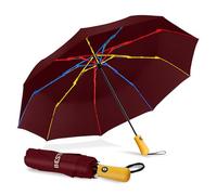 BESTKEE Paraguas resistente a las tormentas, paraguas de bolsillo con función de apertura y cierre automático, paraguas de viaje compacto a prueba de viento, ligero para mujeres y hombres