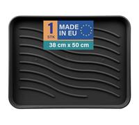Bestlivings Bandeja para zapatos (50 x 38 x 2,5 cm), color negro | Para 2 pares de zapatos, borde alto, plástico resistente, superficie texturizada, lavable, bandeja universal para casa