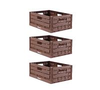 Bestlivings Caja plegable estable, 3 unidades, diseño de madera, 40 x 30 x 16,3 cm (largo x ancho x alto), apilable, cesta de la compra plegable de 16 l, robusta caja plegable, caja para verduras y