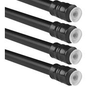 Bestlivings Juego de 4 barras de sujeción (negros), extensibles, 60 - 90 cm, para cortinas ligeras, sin taladrar - Pegar
