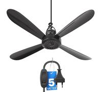 Bestlivings Ventilador de techo portátil colgante, 40 cm, 5 W, silencioso (~25 dB), con gancho e interruptor en cable de 5 m, 220-240 V, 4 aspas desmontables, bajo consumo para casa y camping