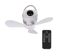 Bestlivings Ventilador de techo portátil con batería y luz, ventilador USB de 3600 mAh con mando a distancia, 4 velocidades, temporizador, silencioso, portátil para camping, jardín, interior