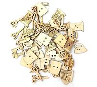 Bestlymood 100 Unids Máquina De Coser Tijeras En Forma De Botones De Madera Botón De Costura Para Ni？os Ropa Botón Decorativo Scrapbooking Accesorio