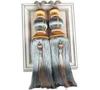 Bestmemories Cortina Corbatas Emparejado Linterna Colgante de una Sola Bola Borlas Cortinas Hebilla Cortina Artesanal Retenciones(Azul Claro)