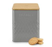 Besto Lata hermética para galletas | Barril de galletas con tapa de acero inoxidable y sello hermético | Lata y tarro para almacenar galletas y bizcochos (cuadrado gris)