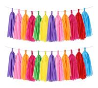 BestoFun 40 guirnaldas de borlas multicolor - Tissue papel borlas banderines de colores arco iris colgantes guirnalda para cumpleaños, fiesta infantil, boda y decoración de fiesta