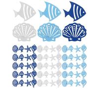 BESTOMZ 100 Piezas de Rodajas de Madera Formas de Conchas, Estrellas y Peces para Decoración Marinera Mediterránea, Fáciles de Almacenar y Colgar Hogar Varios estilos