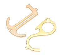 BESTOMZ 2 Piezas Abridor de Puerta Llavero Manija de Puerta Aleación de Zinc Dorado Portátil sin Contacto Botones Elevadores Varios estilos