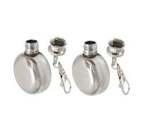 BESTOMZ 2 Piezas Pequeño Frasco de Acero Inoxidable de 1 oz con Llavero, Frasco Redondo para Licores, para Acampar al Aire Libre