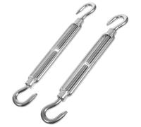 BESTOMZ 2 Piezas Tensor de Cable Hebilla Giratoria, Gancho de Tornillo Tensor de Acero Inoxidable Plata, Capacidad 200kg, para Cesta Colgante, Instalación Segura y Altura Ajustable