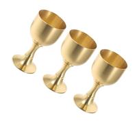 BESTOMZ 3 Copas de Cáliz de Latón Dorado para Rituales en Iglesias y Altares, Diseño Clásico Vintage Uso Ceremonial Versátil y Apariencia Refinada