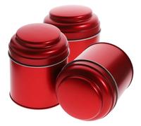 BESTOMZ 3 Piezas Lata de Hojalata Roja Tapa, y Estilo Elegante | Acabado Metálico Pulido, Formato Portátil para Viaje, Adecuado para Té, Dulces o Cuentas