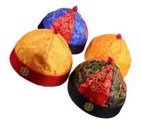 BESTOMZ 4 Sombreros Vintage de Cosplay con Trenzas para Adultos, Sombreros de Tela Retro Tradicionales Chinos, Accesorios de Disfraz Qing, Talla 9, Ideales para Fiestas y Eventos