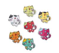 BESTOMZ 50piezas Botones de Madera Decorativos con Diseño de Gato Mixtas Pintadas para Costura y Manualidades para Ropa y Bricolaje Color Aleatorio