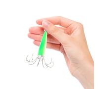 BESTOMZ Anzuelo de Calamar Luminoso Doble Gancho para Pesca Nocturna en Agua Oscura, Señuelo Fluorescente para Pesca de Calamares y Pulpos, Señuelo Artificial Resistente de 8 Garras