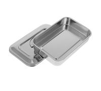 BESTOMZ Bandeja de Acero Inoxidable Cuadrada con Tapa para Esterilización, Resistente al Óxido, Textura Fina y Diseño Simple para Uso en Laboratorio y Manicura