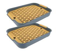 BESTOMZ Bandeja de Arena para Conejos 2piezas, Orinal de Plástico Rectangular Amarillo, Inodoro para Hámster y Conejillos de Indias, Caja de Baño Compacta para Mascotas Pequeñas,