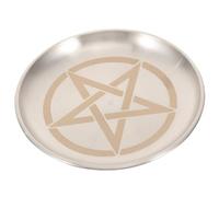 BESTOMZ Bandeja Decorativa Dorada con Pentagrama y Media Luna para Altar Ritual, Soporte de Metal Elegante y Compacto para Almacenamiento Mágico