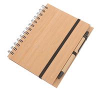 BESTOMZ Bloc de Notas Cubierta de Madera Natural y Papel, Cuaderno en Espiral para Estudiantes y Oficina, Uso Prolongado Marcador Incluido, Estilo Simple y Elegante