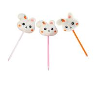 BESTOMZ Bolígrafos portátiles de conejo de peluche 3 piezas, de felpa y PP, para papelería kawaii en aula y oficina